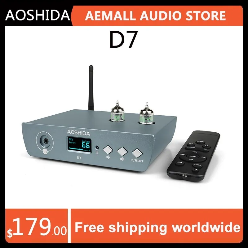 AOSHIDA D7 LDAC Bluetooth 5.1 Balanced Decoder HIFI Tube preamplifier 3.5mm headphone amplifier 120mW all-in-one player XLR DAC