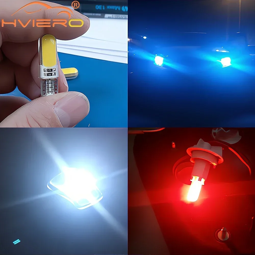 T10 W5W Red COB LED Silicagel Waterproof 194 501 Wedge Led Car Marker Light Reading Dome Lamp Auto Parking Bulbs for Lada DC 12V