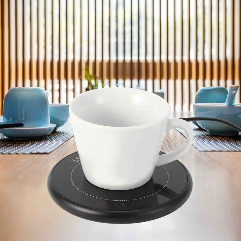 Black Thermostatic Heating Plate Coffee Cup Warmer Aluminum Alloy Mug Coaster Chinese Plug