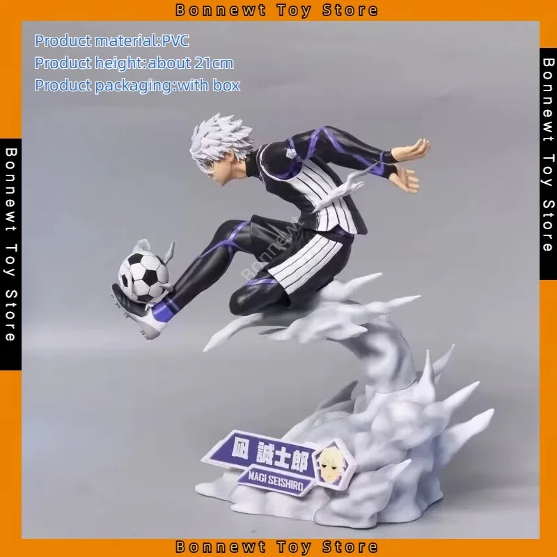 

New 21cm Blue Lock Nagi Seishiro First Play Football Score King Scene Statue Boxed Figure Gift for Friends