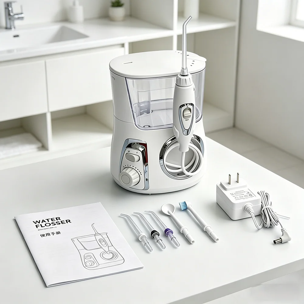 

Premium Professional Countertop Electric Water Flosser Oral Irrigator 5 Jet Tips 10 Modes 800ML Tank Oral Care Spa