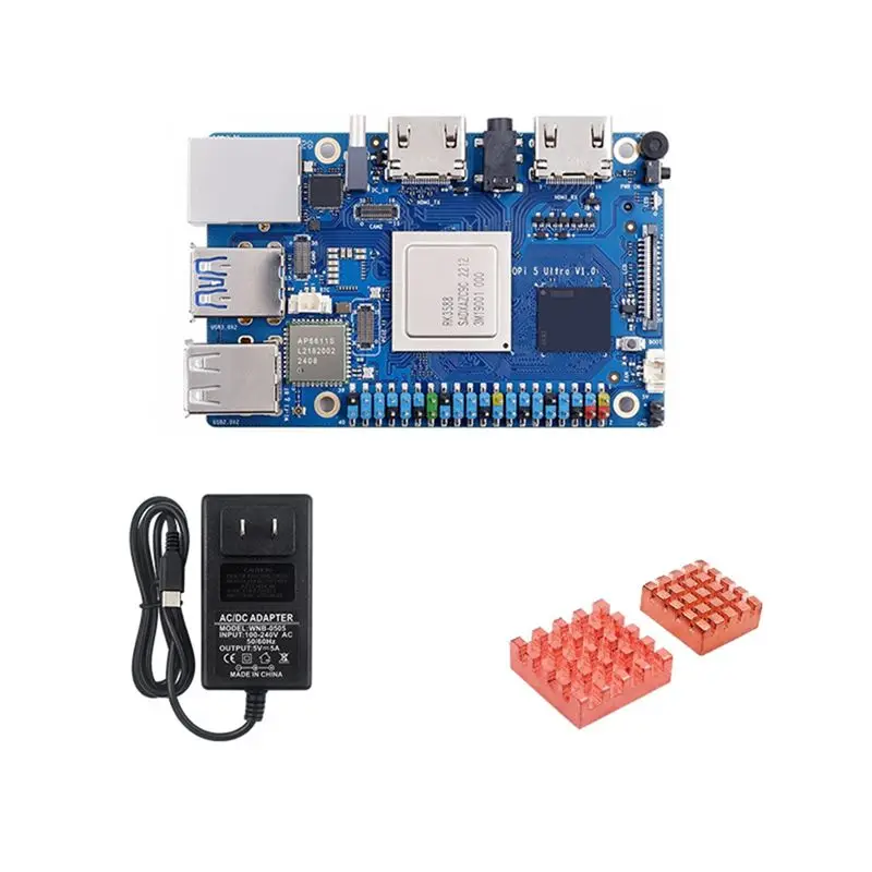 ABRI-For Orange Pi 5 Ultra RK3588 Wifi 6E+ BT 5.3/BLE M2 SSD 6TOPS NPU Ultra Mini PC For Android 12 Development Board US 16GB US