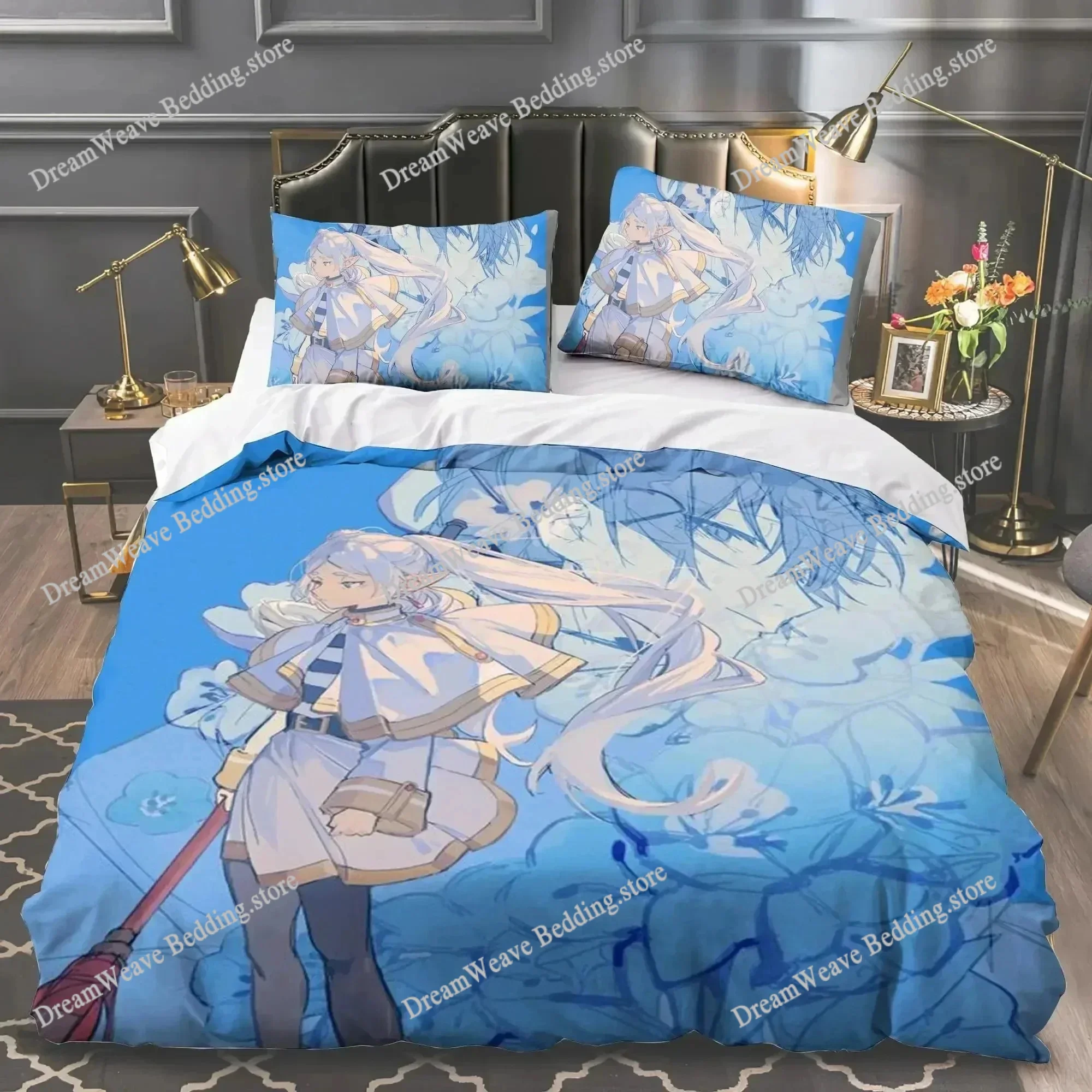 3D Print Anime Frieren Bedding Set Twin Queen King Size Duvet Cover Set Pillowcase Bed Boys Adult Home Textiles Boys Girls