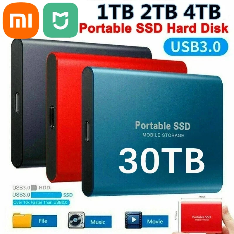 Xiaomi Mijia Portable 128TB 64TB SSD External Moblie Hard Drive High Speed 16TB 8TB Hard Disk for Desktop Mobile Laptop Comp