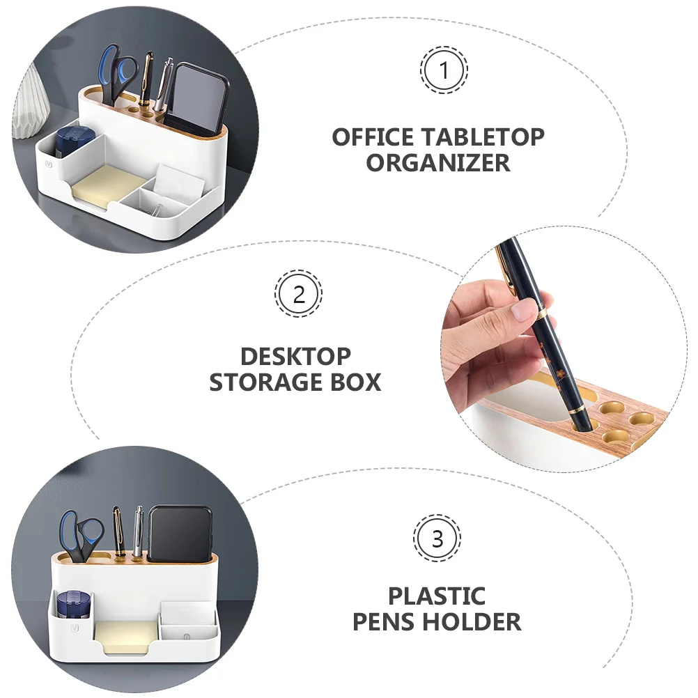 

Stationery Storage Box Desktop Container for Office Cosmetics Holder Tabletop Organizer Plastic Organizing Creative Pencil