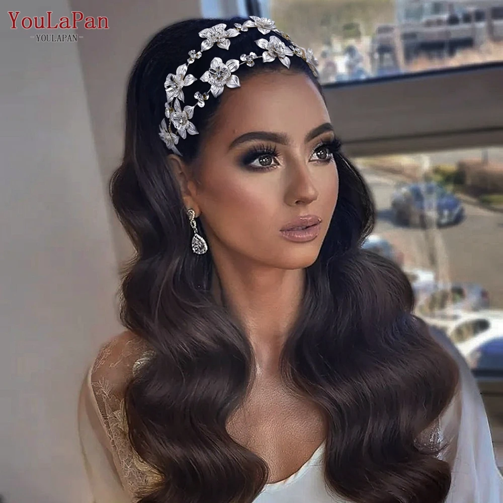 

YouLaPan Luxury Double-layer Flower Hair Band Bride Headpieces Silver Color Alloy Wedding Headband Hair Accessories HP569