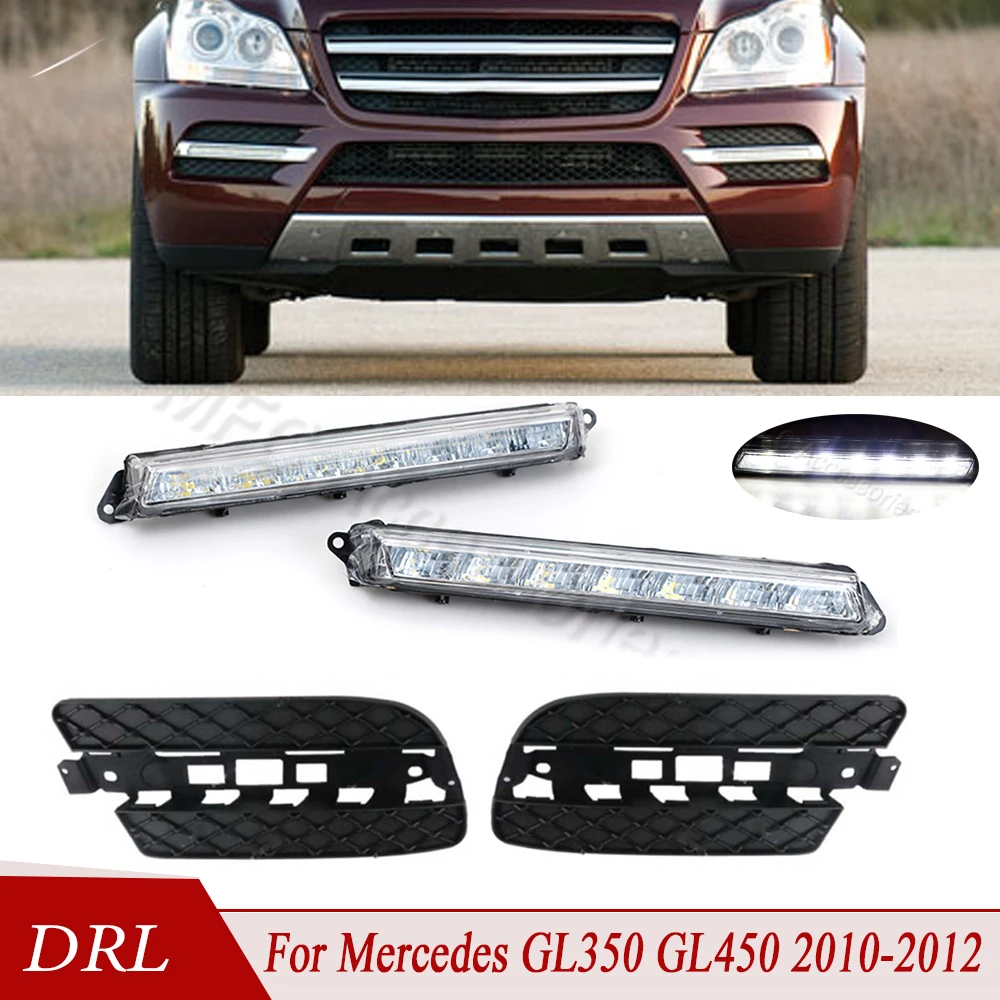 

Daytime Running Fog Lamp Front Bumper Fog Light Cover Grille Fit For Mercedes GL350 GL450 2010 2011 2012 1648847122 1648847222