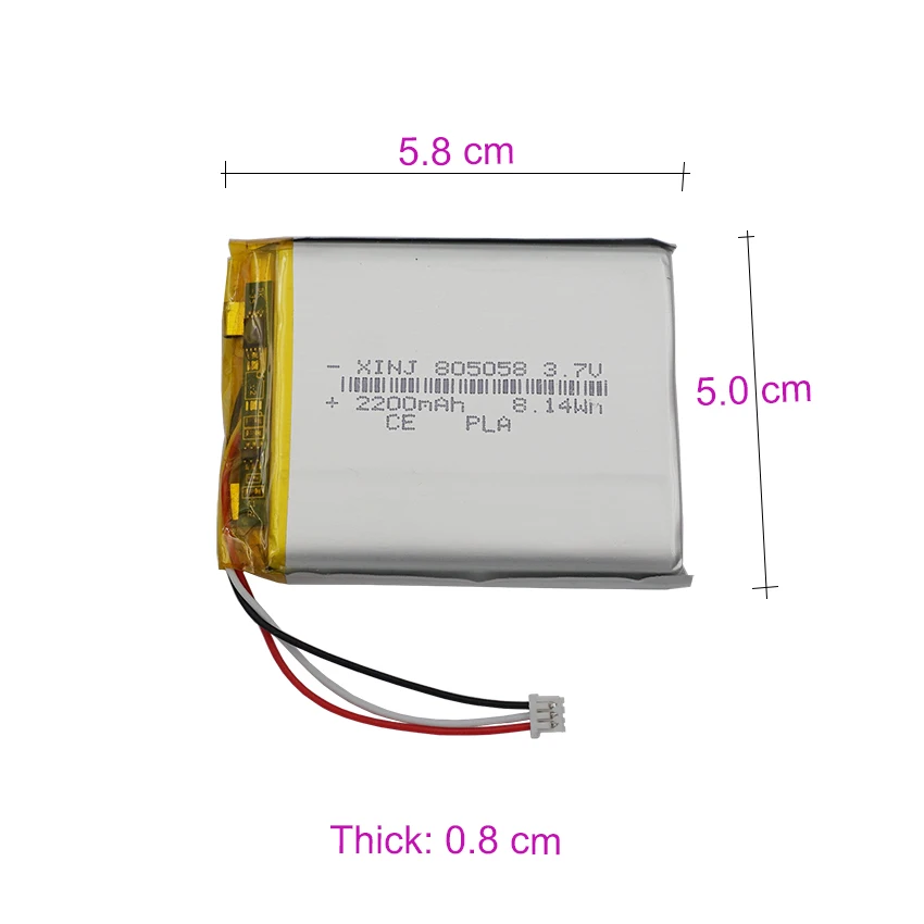 XINJ 3.7V 2200mAh 8.14Wh termistor akumulator Li bateria Lipo 805058 JST 3Pin 1.25mm zamiennik dla symulatora golfa Skytrak