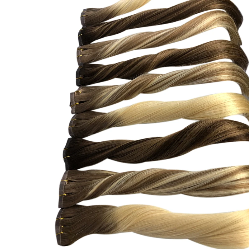 Straight Clip In Pu Hair Extensions Real Human Hair Brazilian Virgin Hairpiece 6pc/set Seamless Full 10-30\