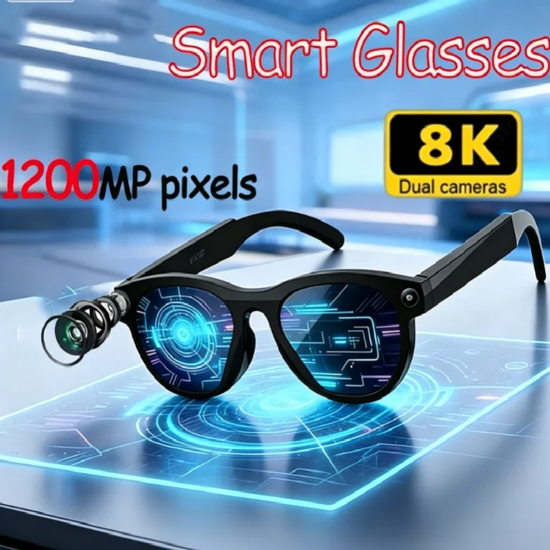 

Music Control & Voice Assistant: AI Smart Glasses New, 8K Smart AI Glasses, HD Color Changing Translate Camera, Bluetooth Call