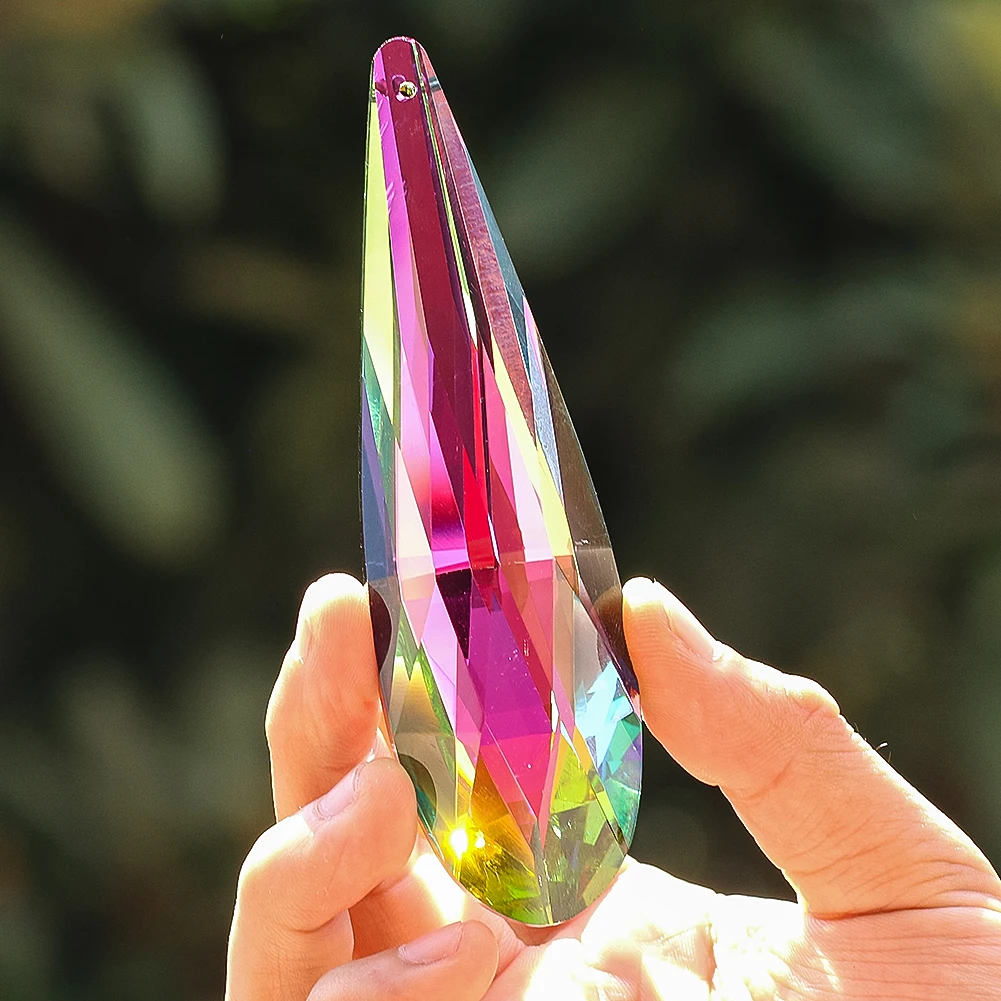 120mm Drop Rainbow Crystal Suncatcher Faceted Prism Hanging Decor Lightcatcher Chandelier Crystal Pendant Parts Home Decor Props