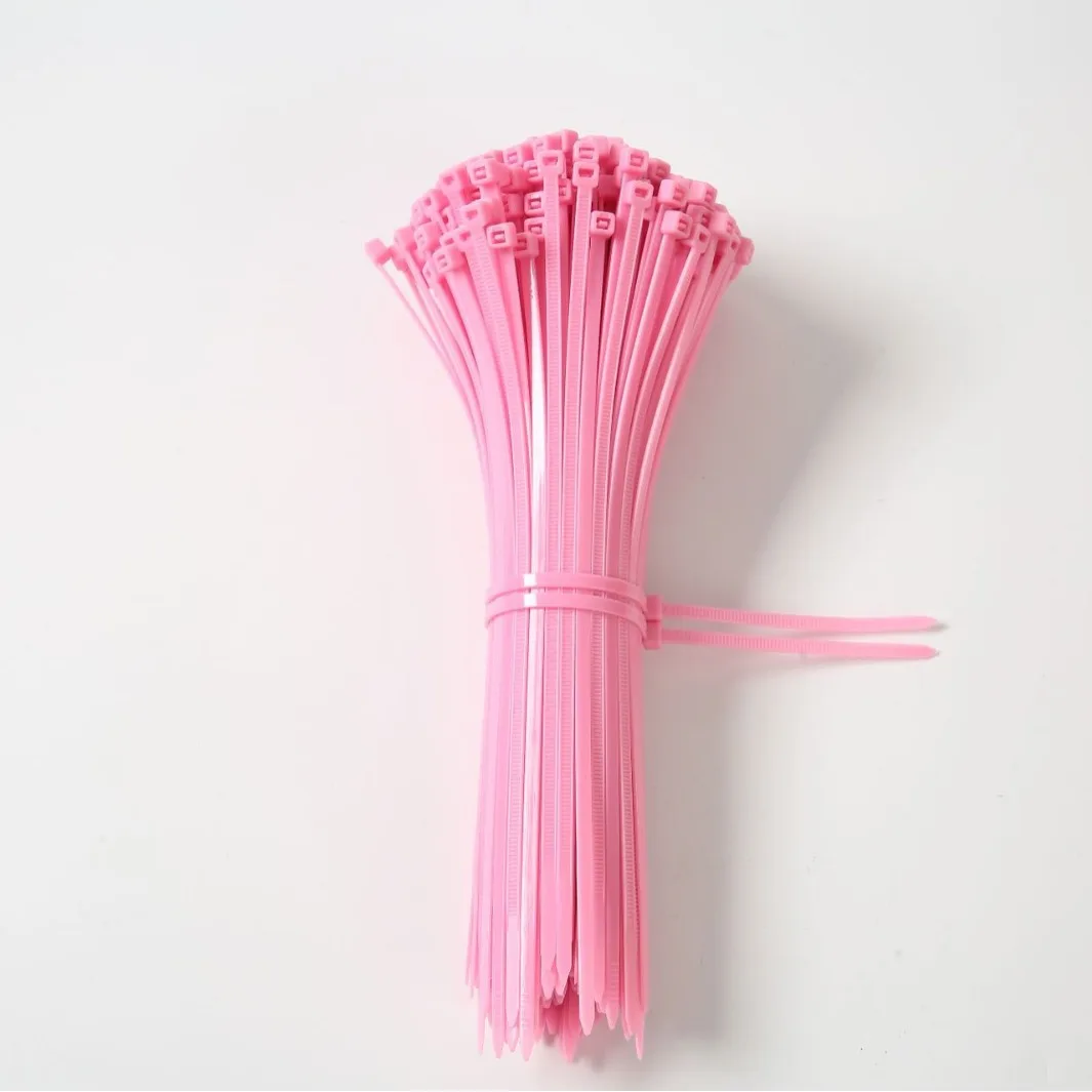 100pcs Pink Color Self-locking Plastic Nylon Cable Tie Zipper Fixed Plastic Fixed Home Office Wire Toy