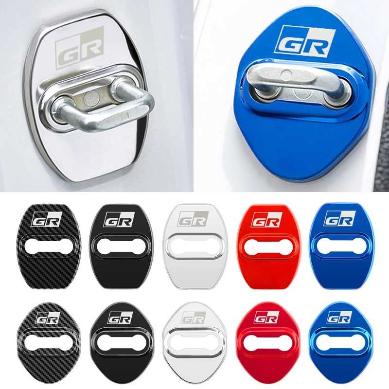 4pcs Car Door Lock cover Protect Buckle Cover Stickers For Toyota Gr RAV4 Yaris Hilux Prius Auris Corolla Camry Auto Accessories