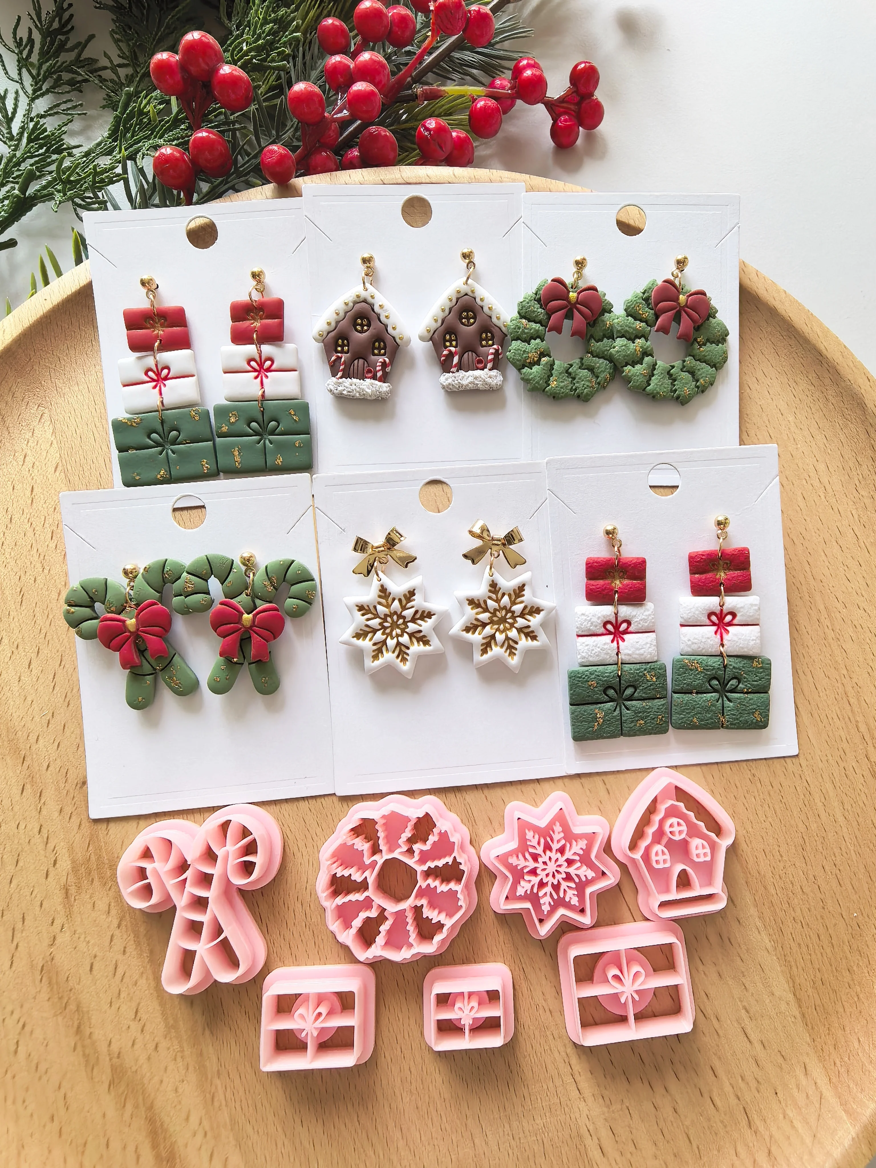 

Christmas Series Polymer Clay Cutter Clay Cutting Molds DIY Earrings Jewelr Making Hand Tools Soft Clay Tools Set