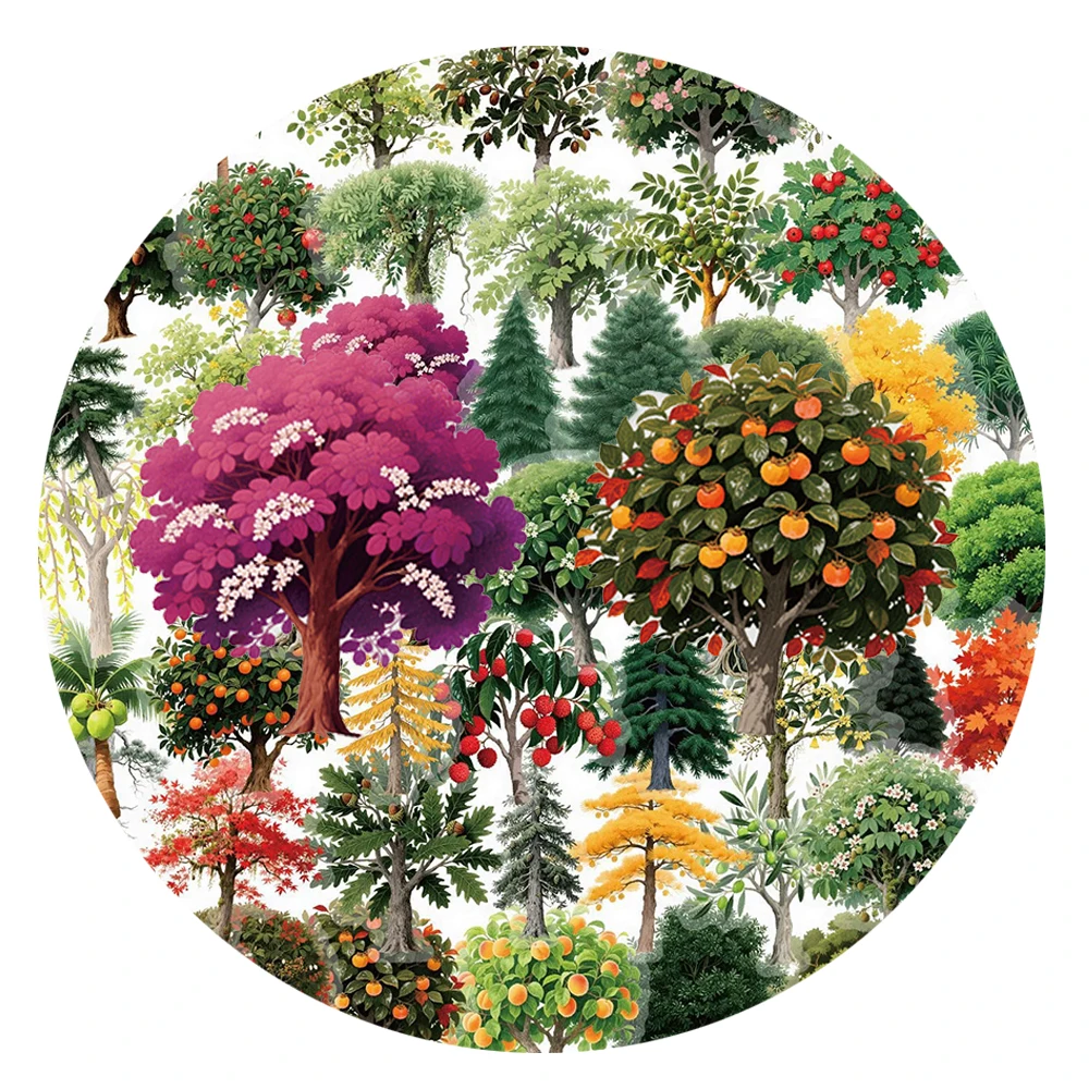 

10/30/56pcs Nature Green Tree Plants Stickers Transparent Fruit Trees Graffiti Decals Notebook Fridge Phone Waterproof Sticker