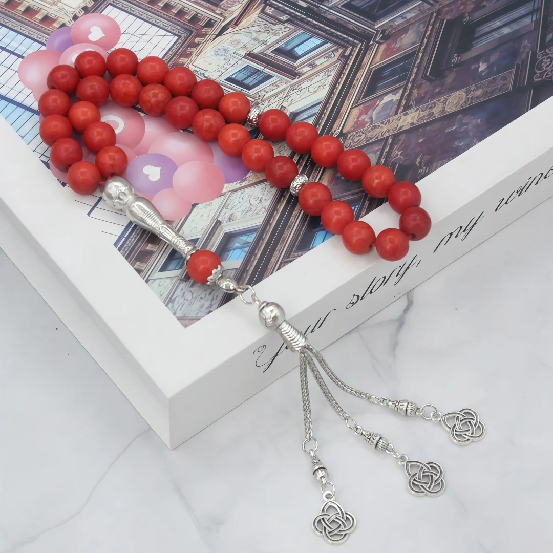 10mm Natural White Turquoises Prayer Beads 33 Beads Islamic Muslim Rosary Metal Tassel Fashion Stone Tasbih Jewelry view 5