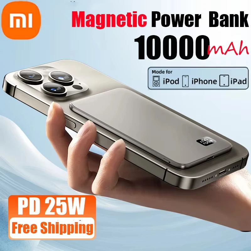 Xiaomi fino magnético sem fio power bank 10000mah de alta capacidade 20w carregamento rápido bateria externa para magsafe para iphone quente