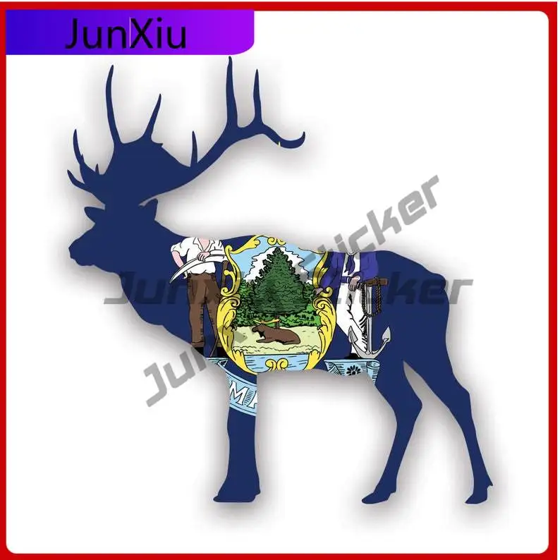 

Maine Deer Shaped Flag Sticker Uv Protected Decals Me Stag Hunter Hunting Archery Antlers Outdoors Explore State Flag Patriotic