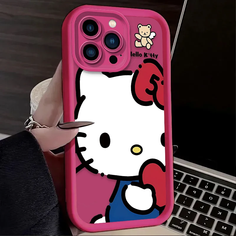 لطيف الكرتون مرحبا كيتي قضية الهاتف آيفون 17 الهواء 16 16E 15 14 13 12 11 برو ماكس X XS X S ماكس XR SE 2020 SE4 7 8 غطاء ناعم
