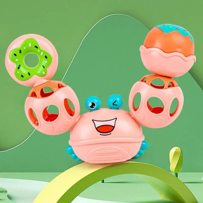 Jouets éducatifs pour bébés, hochets en forme de crabe, clochette à main, cadeaux de naissance pour nouveau-né, anneau de dentition apaisant, jouet pour filles