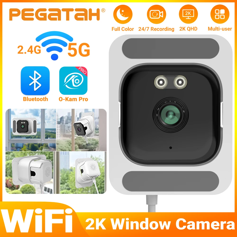 

5MP 2K Window Camera 5GHz WiFi Indoor Cameras For Home Security Color Night Vision Motion Detection 24/7 Recording Quick Install
