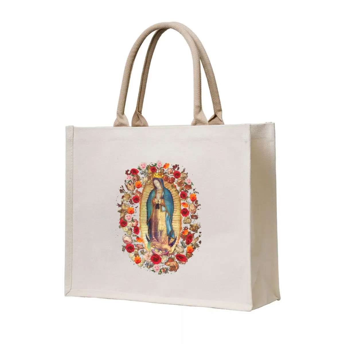 

Our Lady of Guadalupe Mexican Virgin Mary Mexico Catholic Saint Tote Bag foldable reusable bag Shopping bags Canvas bag