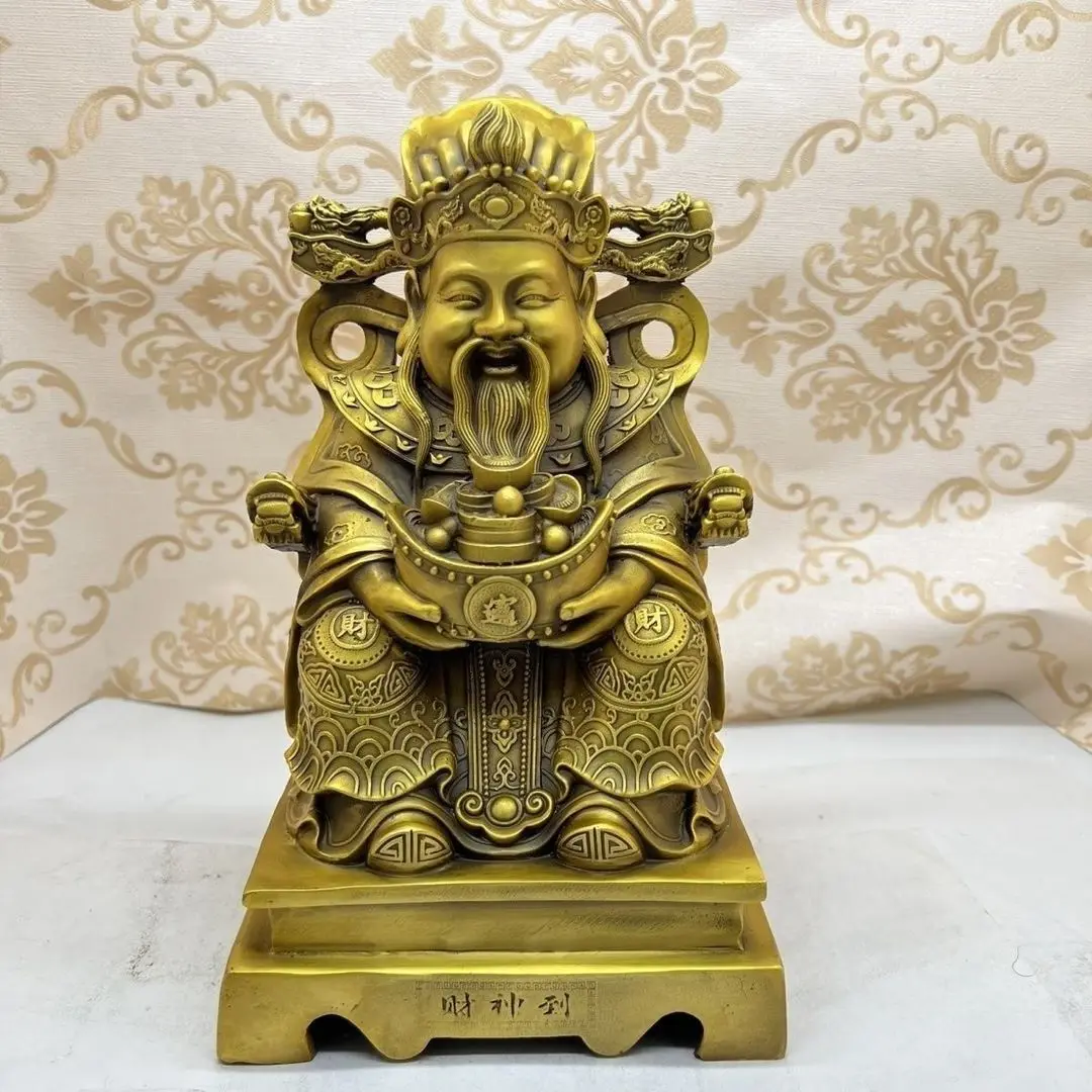 

bronze statue Pure copper precision gold ingot, God of Wealth Height 20cm, length 10cm, width 9cm, weight 0.85kg