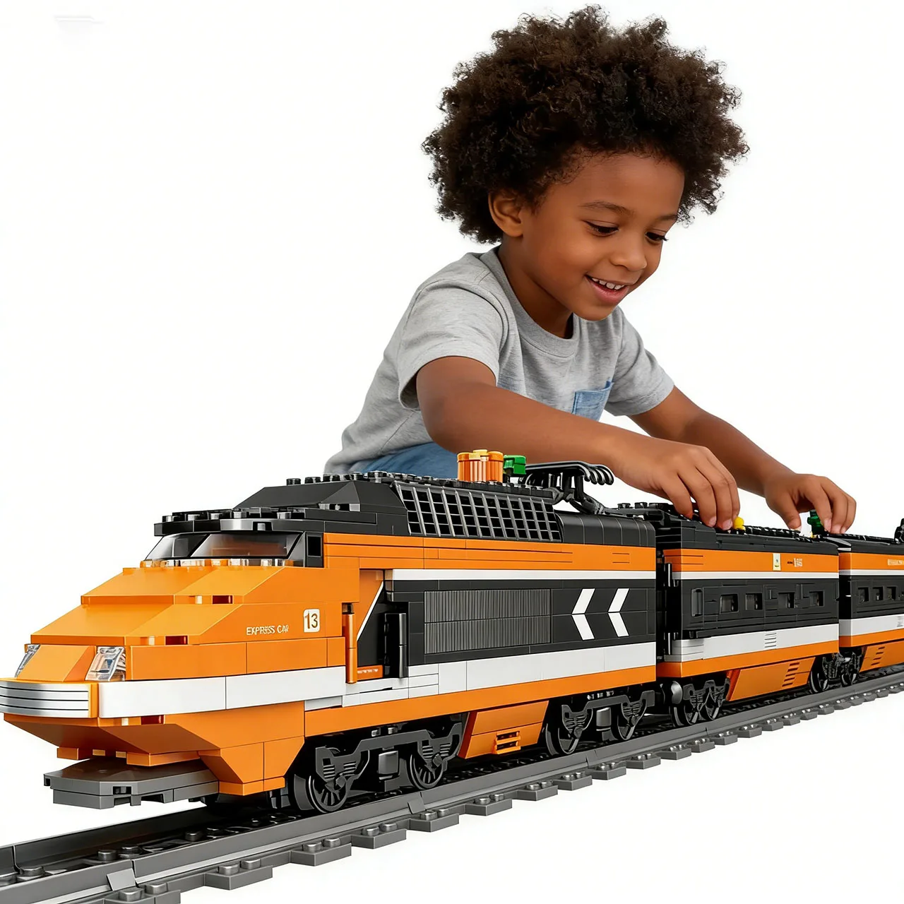 

98223 1260pcs Technical Battery Powered Electric Sky High-speed Train Horizon Express 6 Dolls Building Block Toy