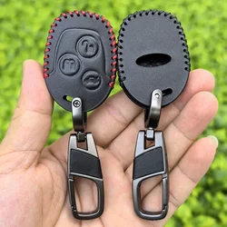 Leather Remote Key Cover for Ford Fiesta Mk7 Mk5 Mk6 Mondeo Focus 2 Mk2 Transit Ka Fusion C-MAX S-MAX Accessories Car Key Case
