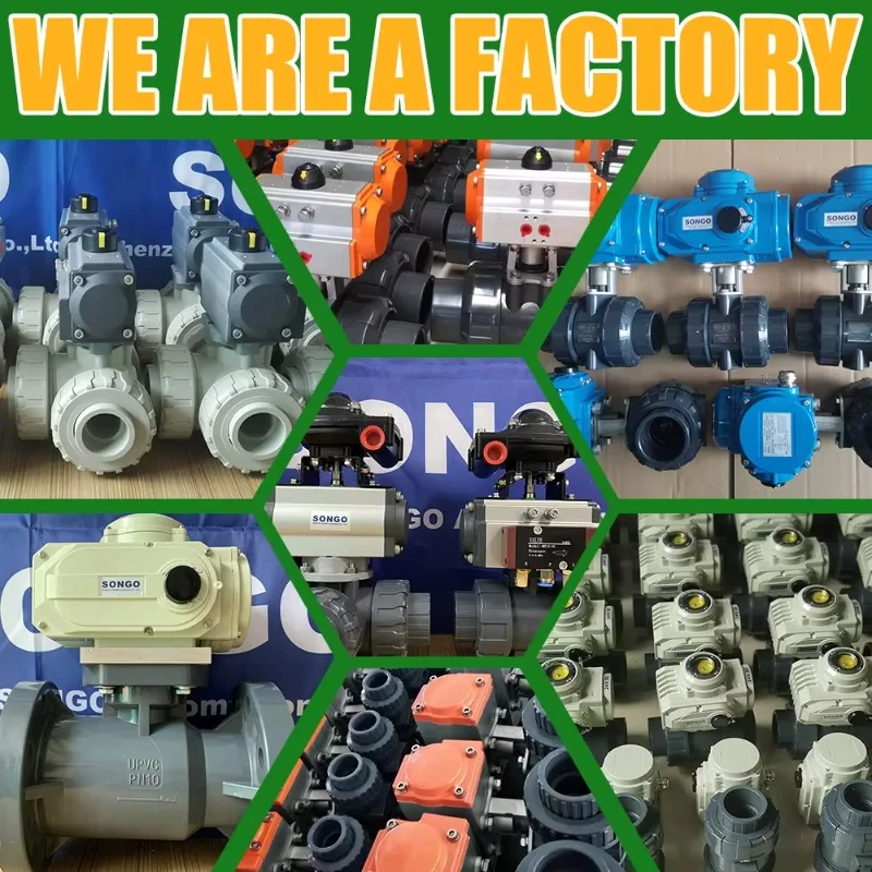 DN25 L Port Pneumatic 3 Way PVDF Ball Valve Corrosion Resistant Double Union 3 Way Pneumatic Actuator Ball Valve 3