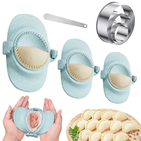 7Pcs Dumpling Press Mold Set with 3 Dough Cutter and 1 Spoon Fast Making Dumplings Sealed Empanada Maker Press Kitchen Gadget