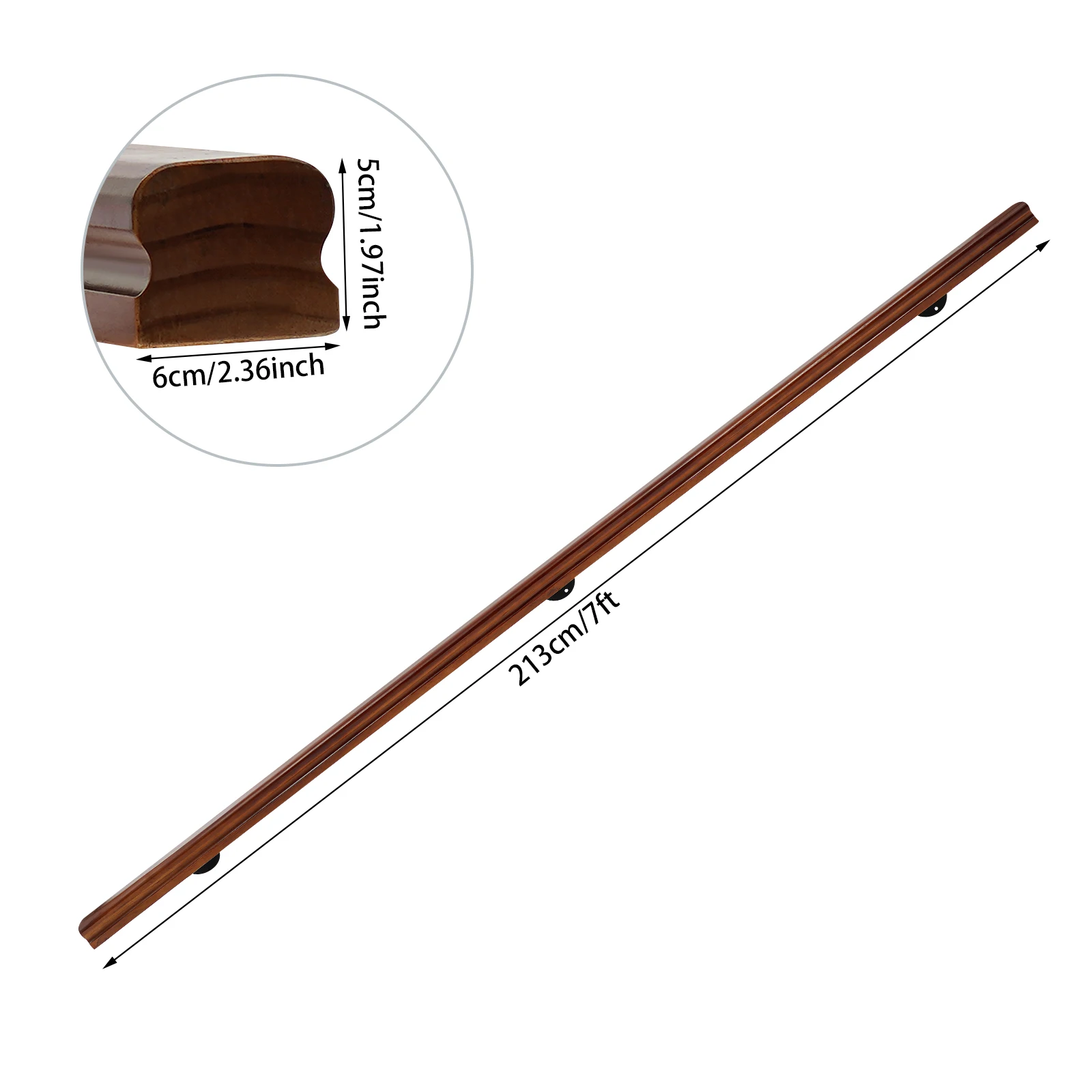 

Light Red Stair Handrail, Wooden Stair Handrail, Decorative Railing 2.13m/7ft for Concrete, Brick Walls, Wooden Materials