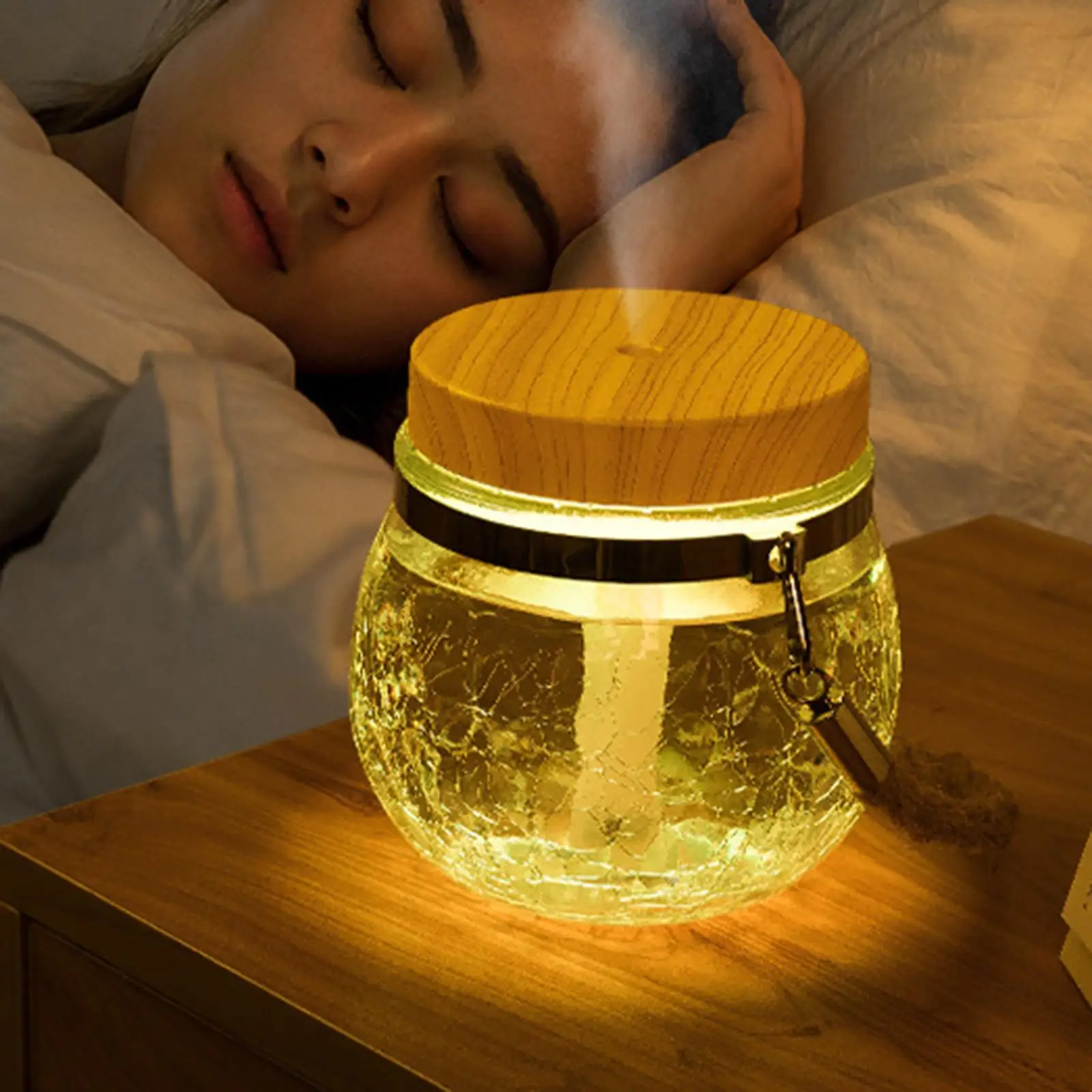 Small Mini USB Air Humidifier for Bedroom with Night Light Mist Maker Silent