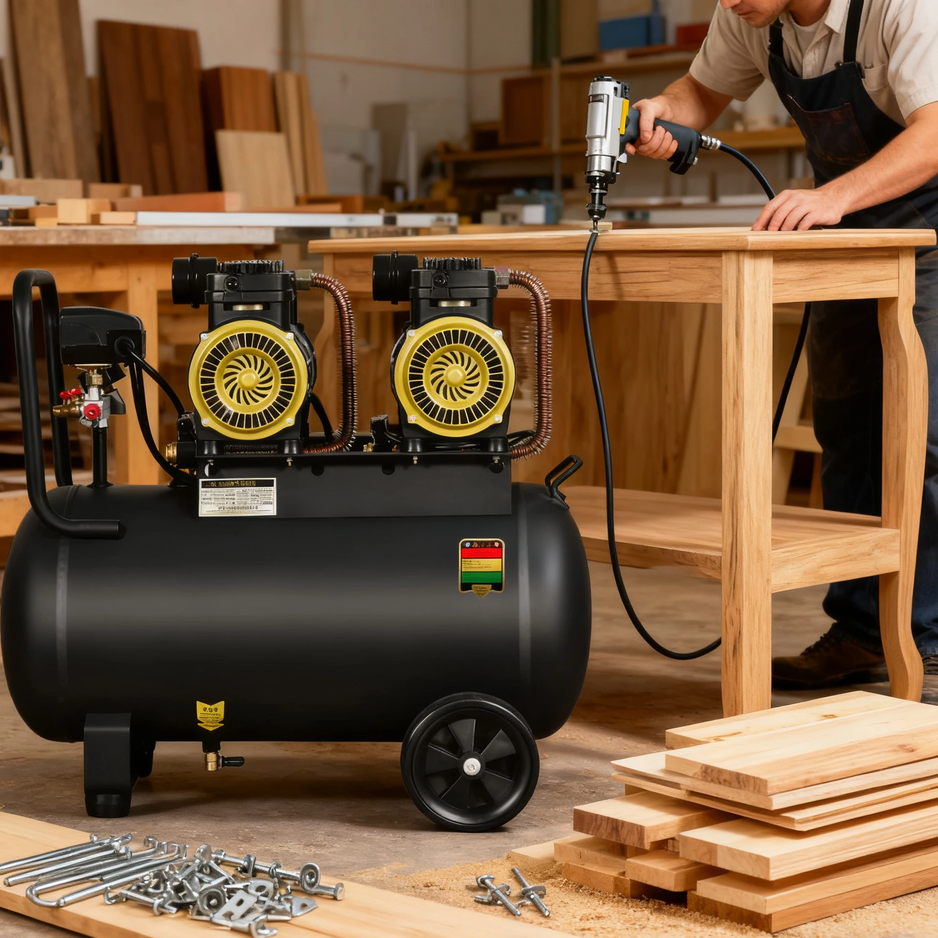 Kompresor Udara Tanpa Oli Daya Tinggi 1400W Profesional OEM Dapat Disesuaikan Tangki 30L untuk Pengisian Angin di Rumah, Garasi, Bengkel