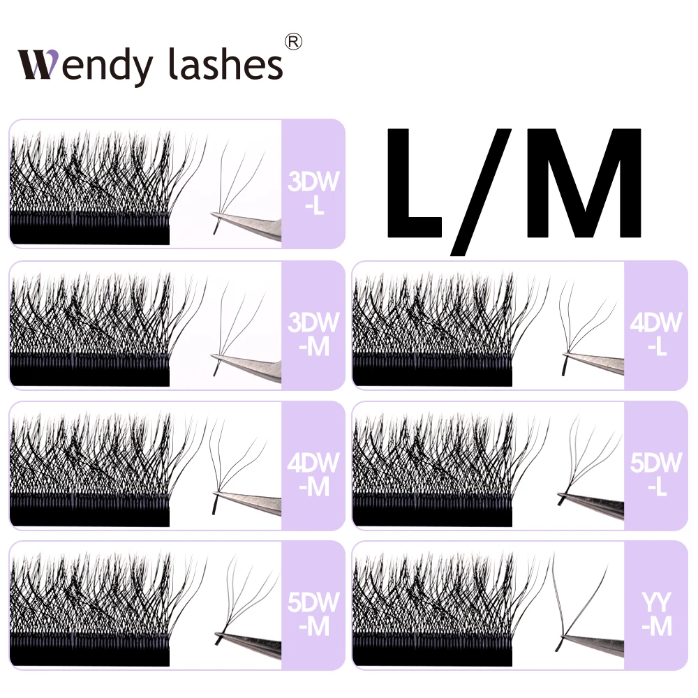 Wendy Lashes L/LU(M) Curl 5D/4D/3D/YY Eyelashes Fox Eyelashes Y Brasileiro Lash Supplies Eyelash Extension 12 LinesMixed Length