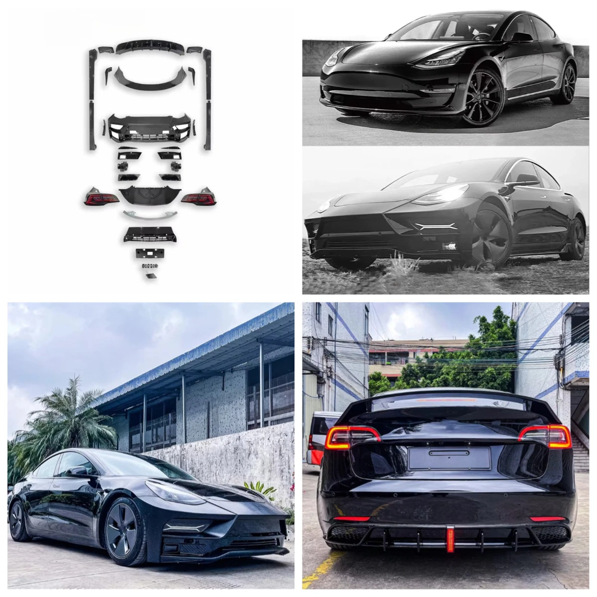 

Stlf Car Body Kit For Model 3 Front Bumper Rear Spoiler Splitter Tailpiece Aerodynamic Components