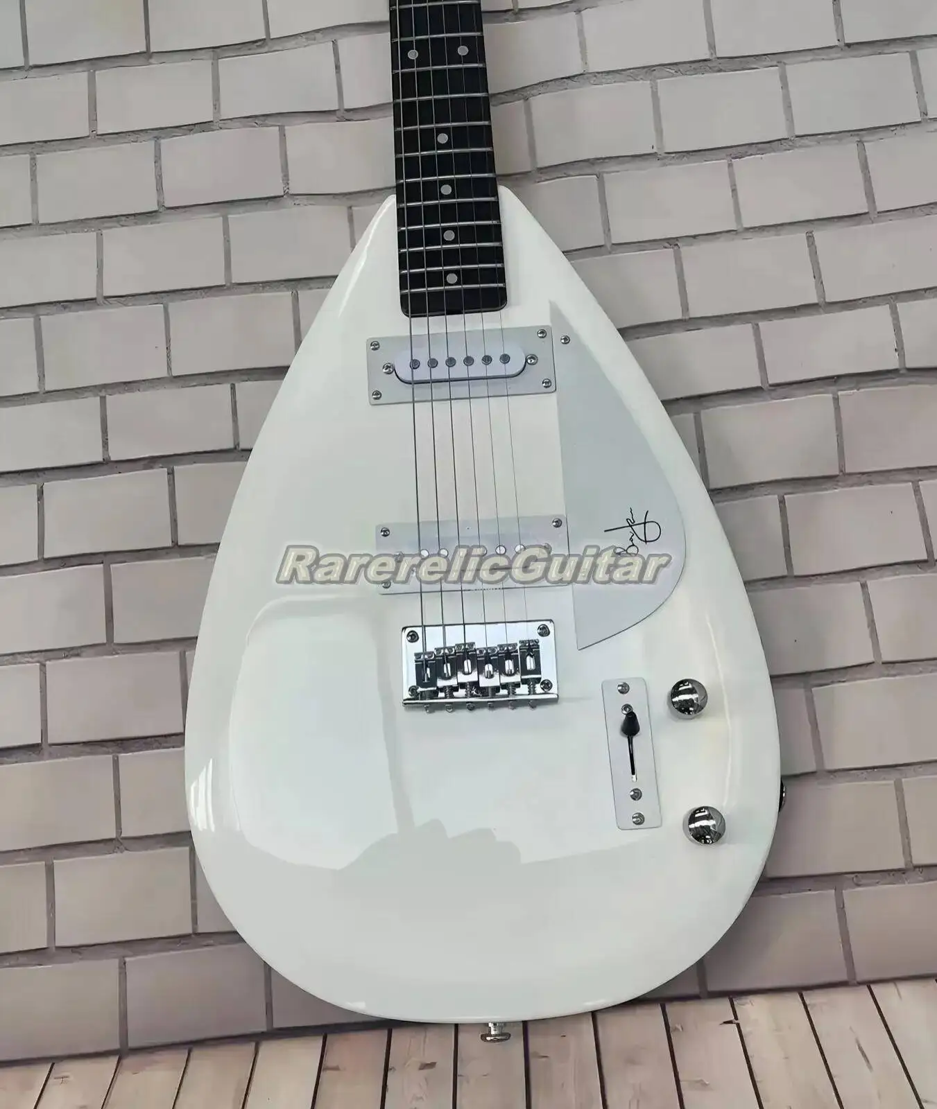 In Stock Tear drop White Electric Guitar Maple Neck Single Coil Pickups Silver Pickguard Tremolo Bridge Vintage Tuners