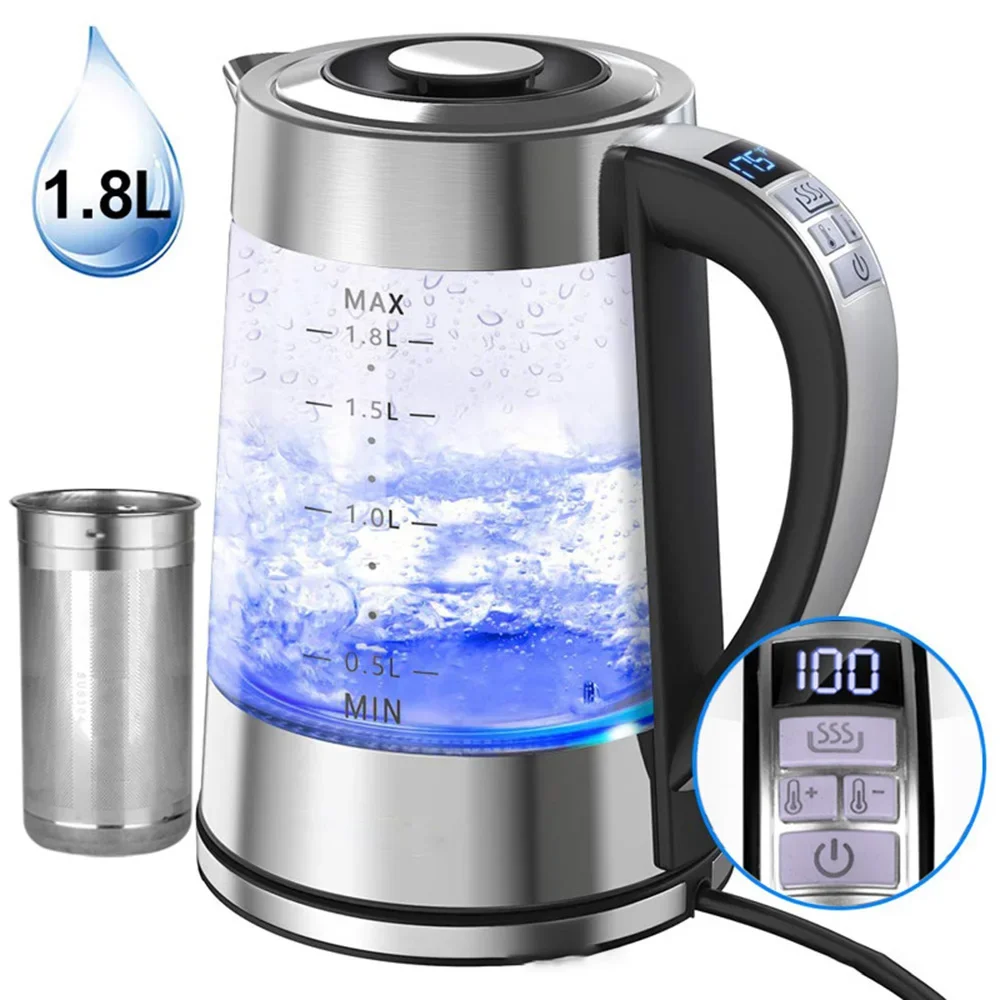 1.8LHousehold Automatic Power-OffTea Insulated Kettle With FilterScreen Tea Pot Intelligen Glass Point Hot WaterKettle Dormitory