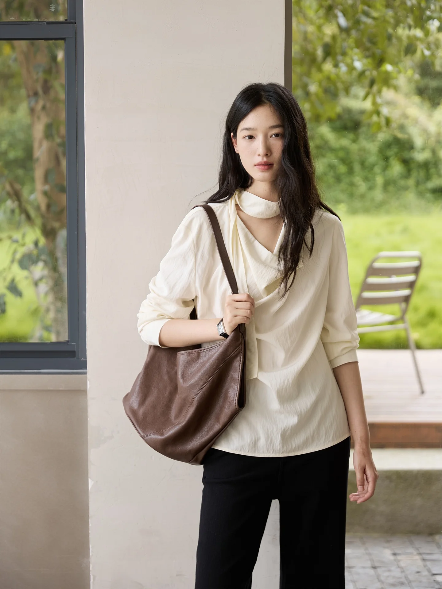 

Ele Sa Design Long Sve irt Женская свободная посадка из смеси хлопка и нейлона Дышащая удобная повседневная осенняя одежда irt