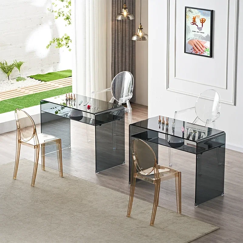 High quality simple manicure table reception wooden design workstation nail table waterproof cheap furniture