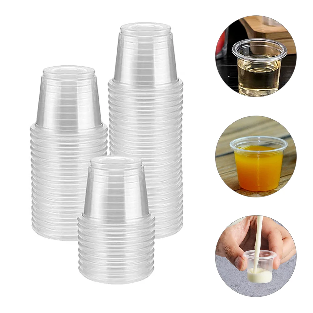 

200 Pcs Tasting Cup Plastic Cups with Lid Disposable Coffee Small for Sauce Sample Shot Glasses Clear Mug Hard Vase Reusable