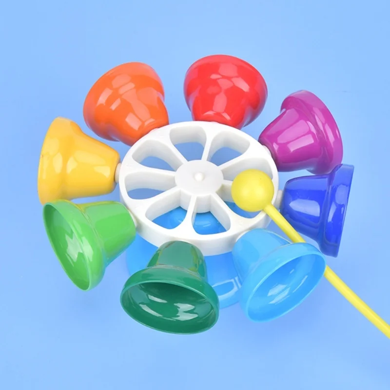 กระดิ่งมือ 8 เสียง สีรุ้ง ของเล่นดนตรีสำหรับเด็ก อุปกรณ์เสริมเครื่องดนตรี