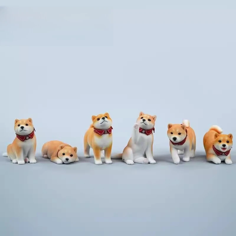 

Flocking Shiba Inu model, simulated plush animal puppy surrounding tide play tabletop small ornament