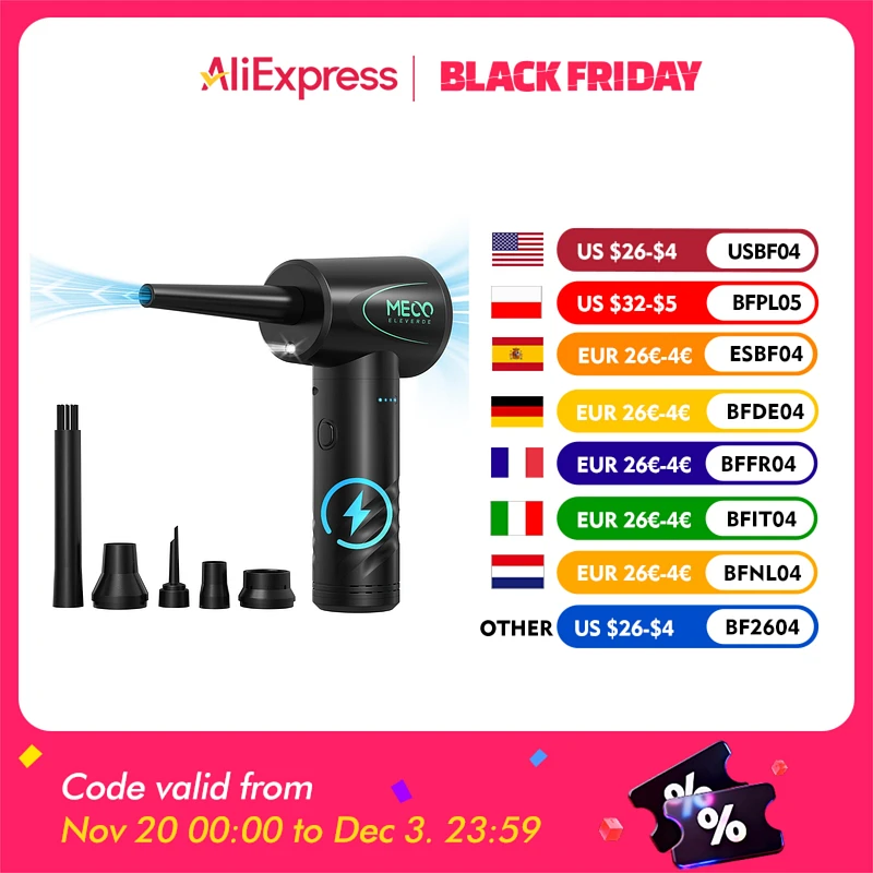 

MECO CA1 Compressed Air Duster Keyboard Cleaner for Office Electric 100000RPM Cordless 3 Speed 6000mAh PC Cleaning Air Blower