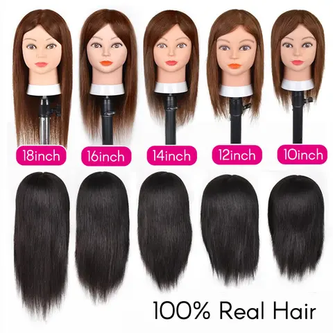 머리카락이 있는 마네킹 머리 100% 실제 인간의 머리카락 10-18'' 땋은 마네킹 머리에 스타일링 연습을 위한 화장품 마네킹 머리