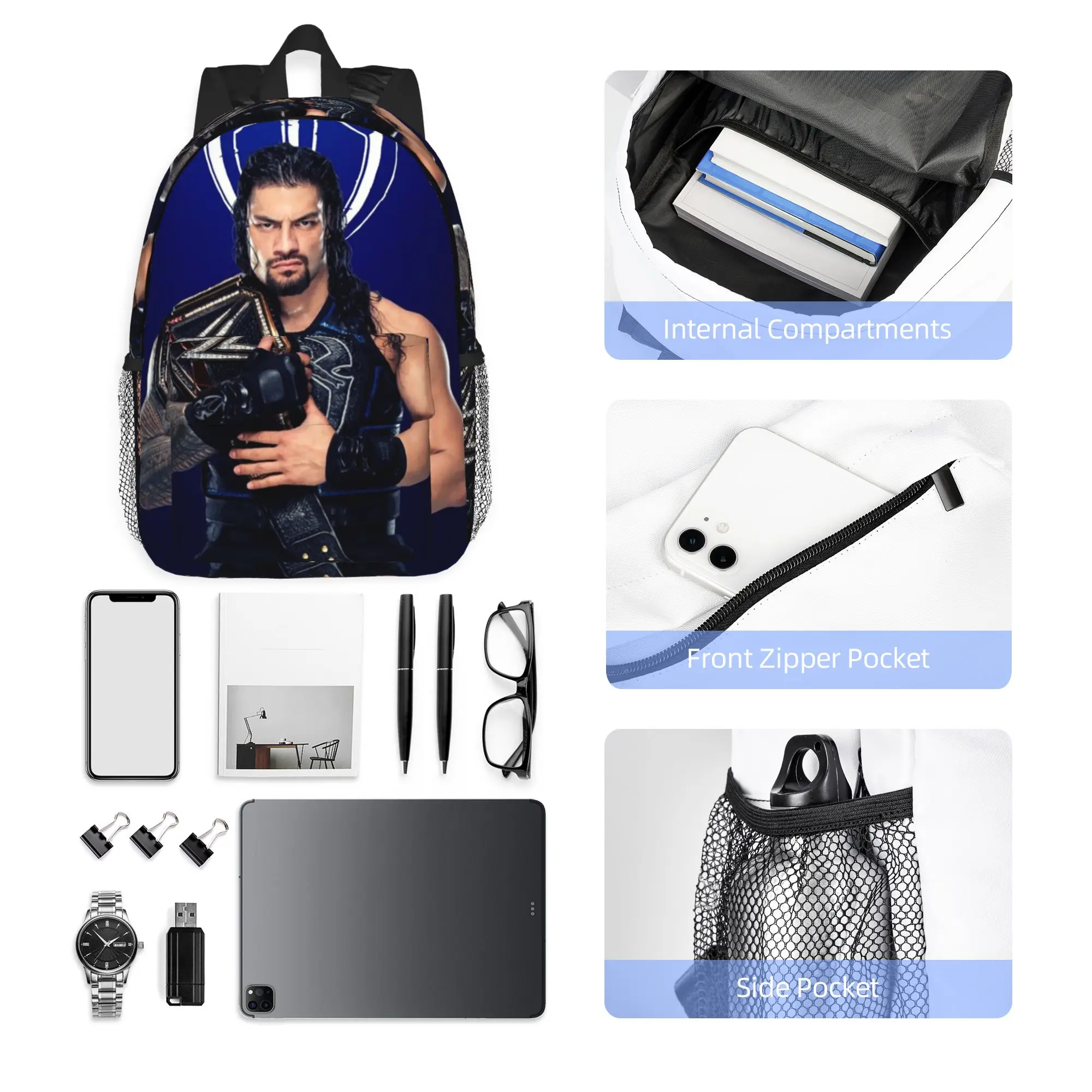 Wrestler Roman Reigns Wrestling Backpack Hot Sale Daypack Large Capacity Boy Girl BookBag Shoulder Bags for Men Women School Bag