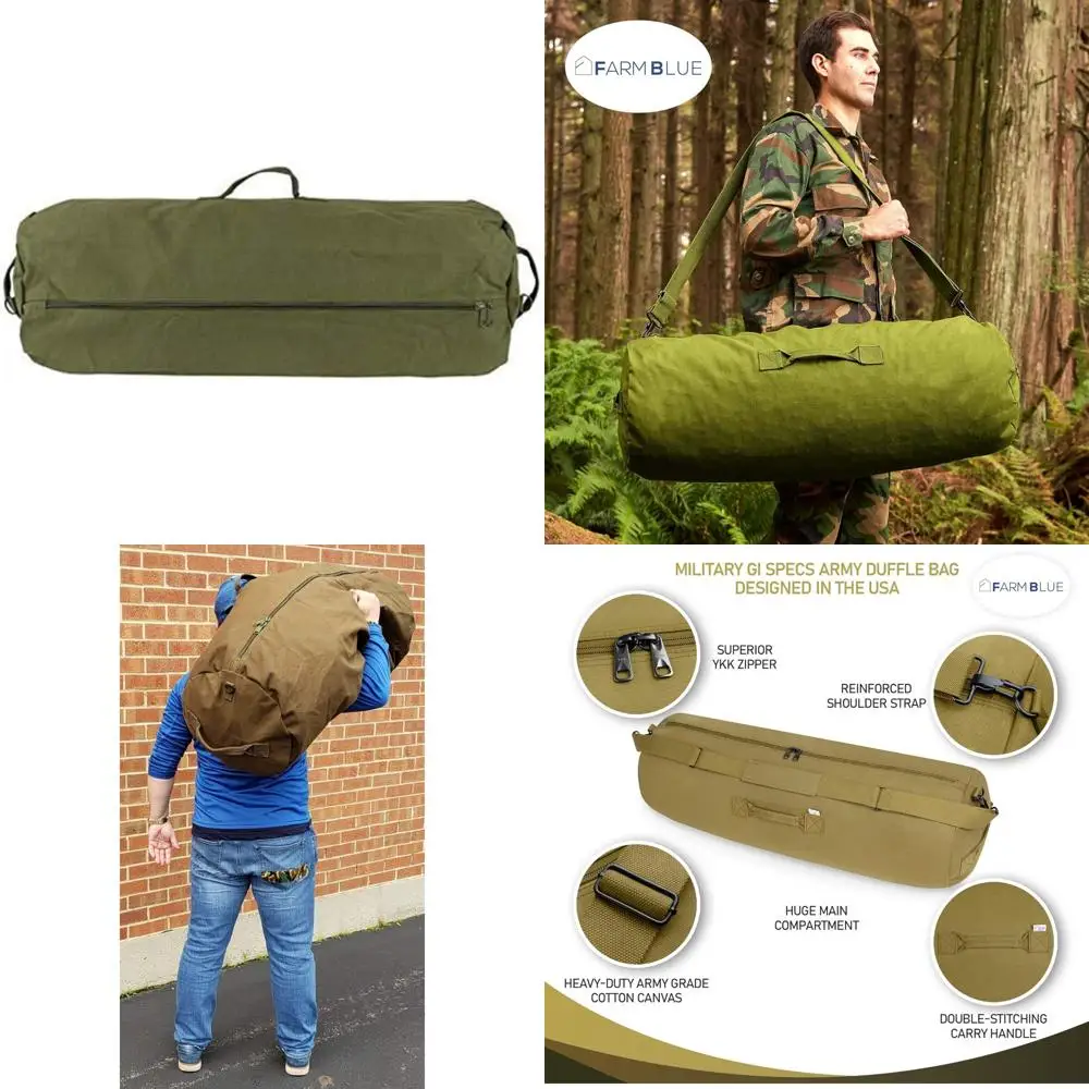 

XXL GI-Style Army Duffel Bag - 30x50 Enormous Size, 3 Handles, External & Internal Pockets, Ideal for Travel and Storage