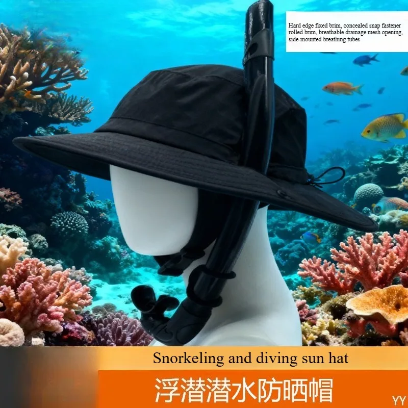 Quick Dry Wide Brim Sun Hat For Snorkeling Scuba Freediving Surfing With Tube Insert Slot Water Sports UV Protection Cap