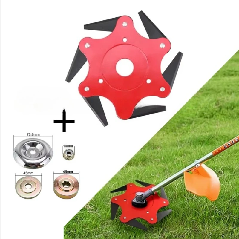 6-Blade Lawn Mower Cutter Head - Universal Multi-Purpose Brush Cutter Attachment for Grass & Weeds (Fits Most Trimmers)