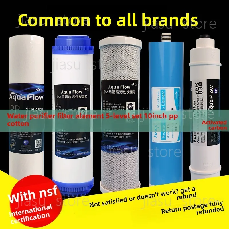 Household 5 Stage RO Filter Kit, 10" PP Cotton Activated Carbon RO Membrane Cartridges for Reverse Osmosis Water Purifier